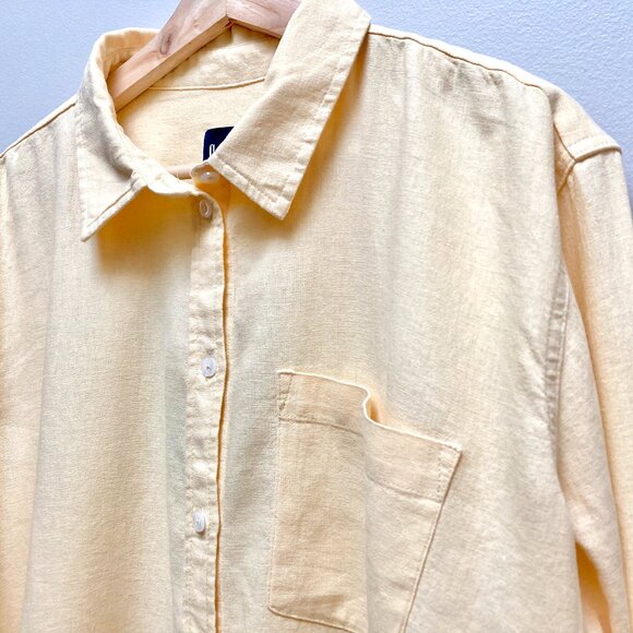 NWT Gap Yellow Linen/Rayon Button Down Shirt - Picture 6 of 9